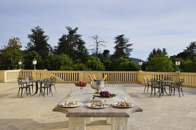 Appetizers on the outdoor terrace in Italy