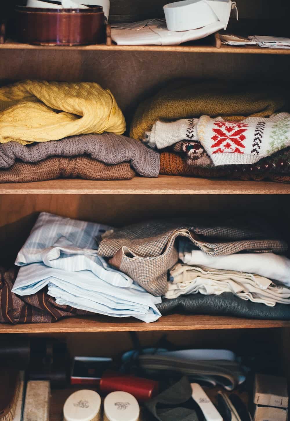 Clothes inside a closet