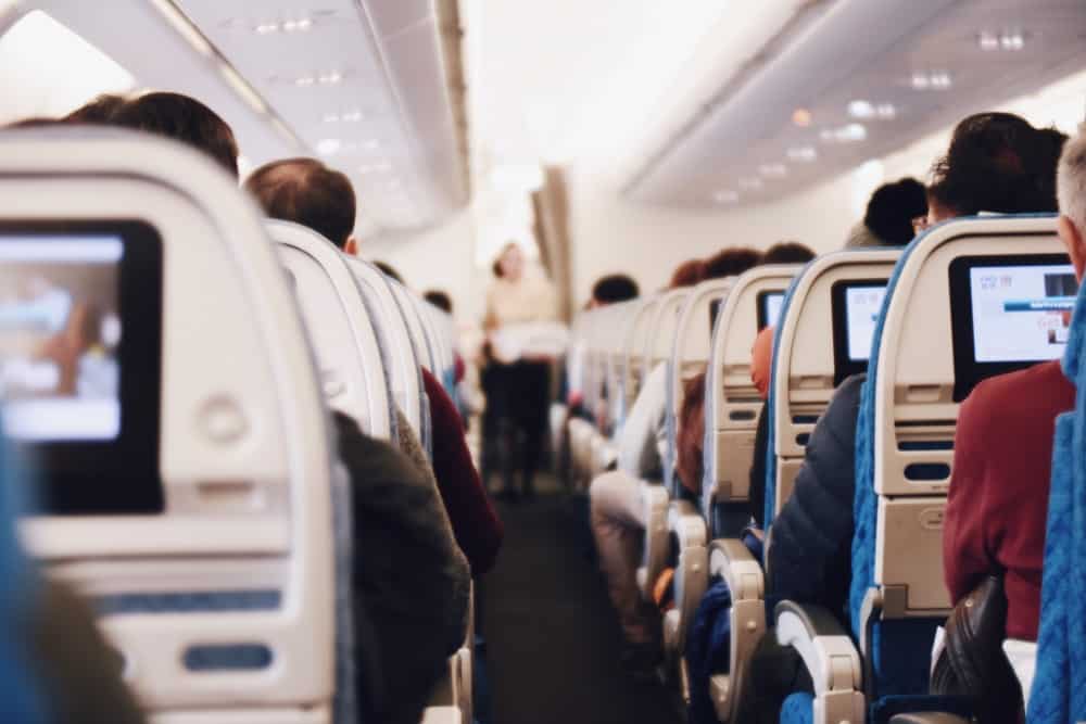 Passengers inside the airplane