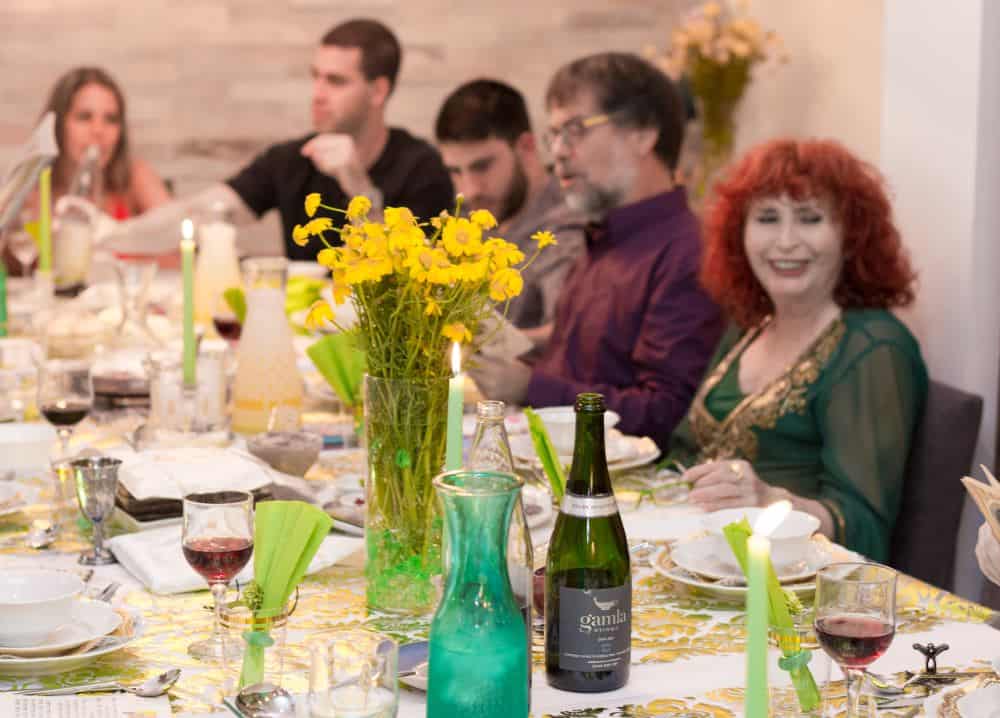 Family having dinner on Seder night